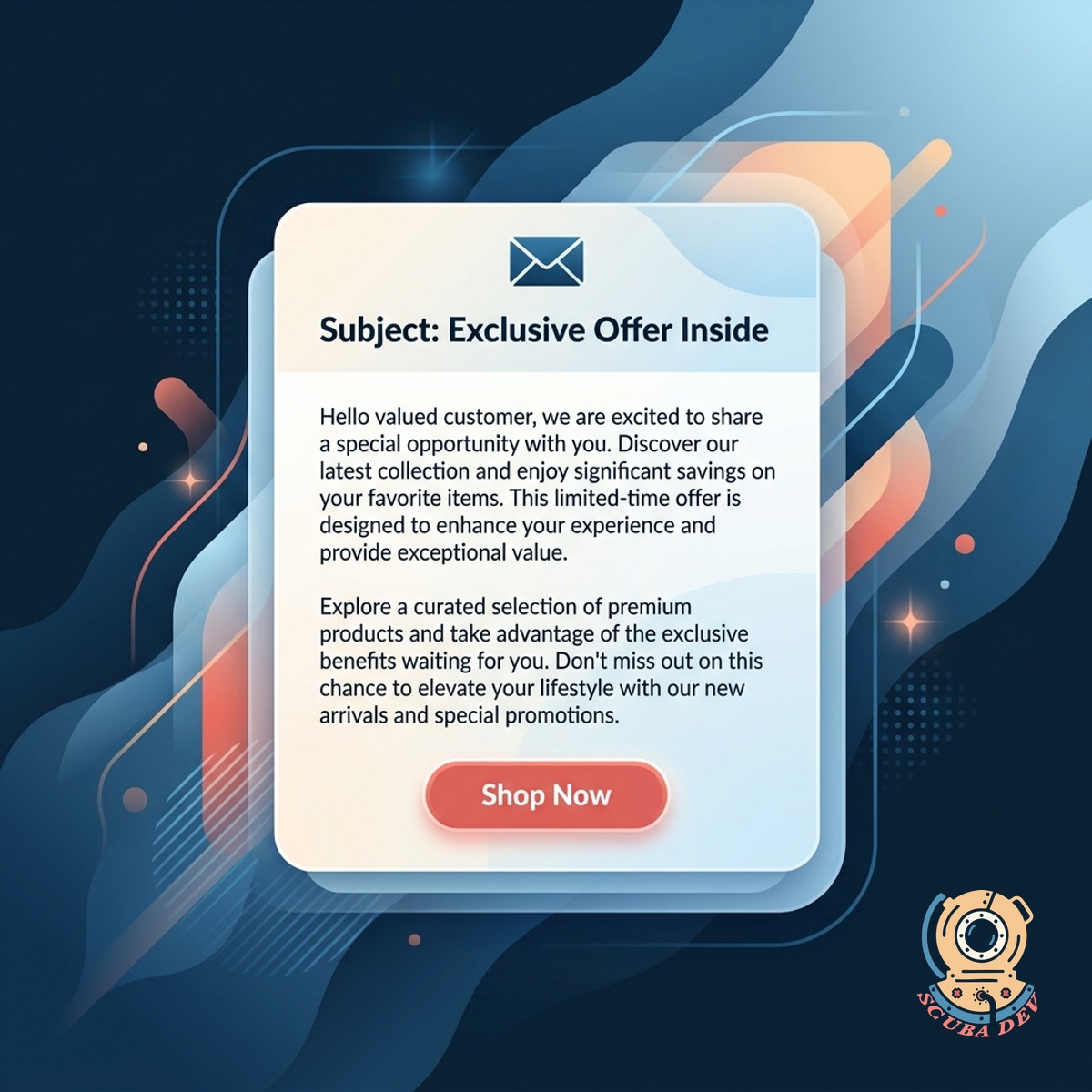 Email preview showing a short body with a single clear next action and a coral primary button