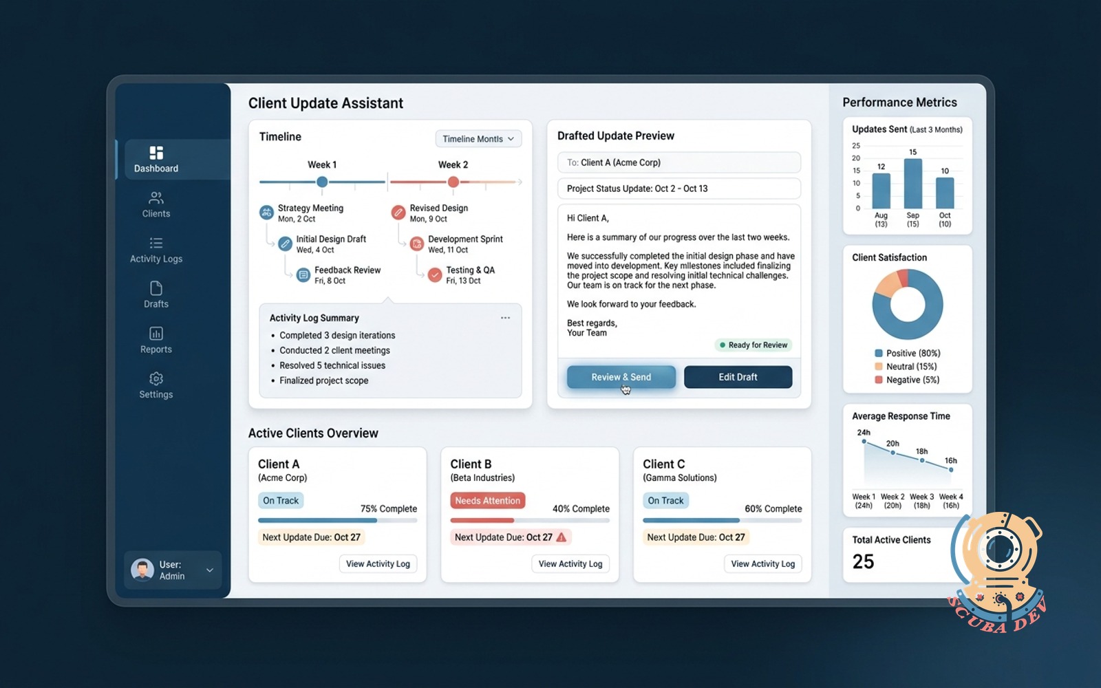 Client status update assistant