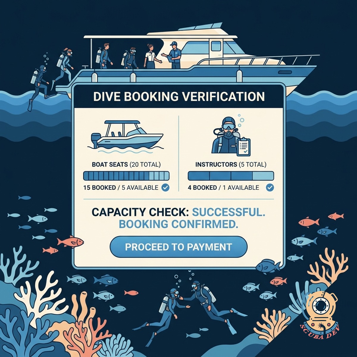 A digital dashboard displaying resource limits like seat capacity and available staff for a specific day.