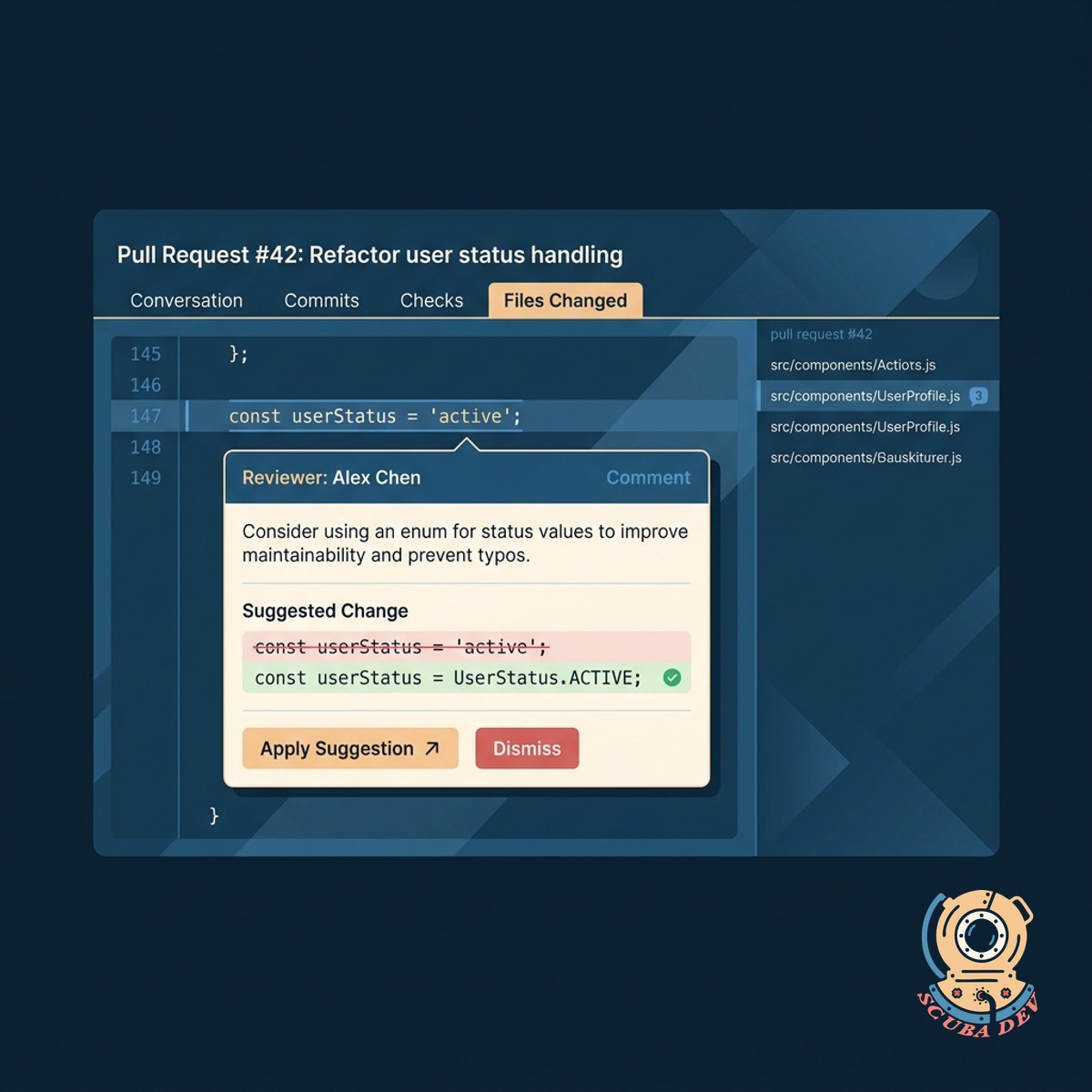 A close-up of a text review panel highlighting a complex sentence and offering a simpler, shorter alternative for a user interface tooltip.