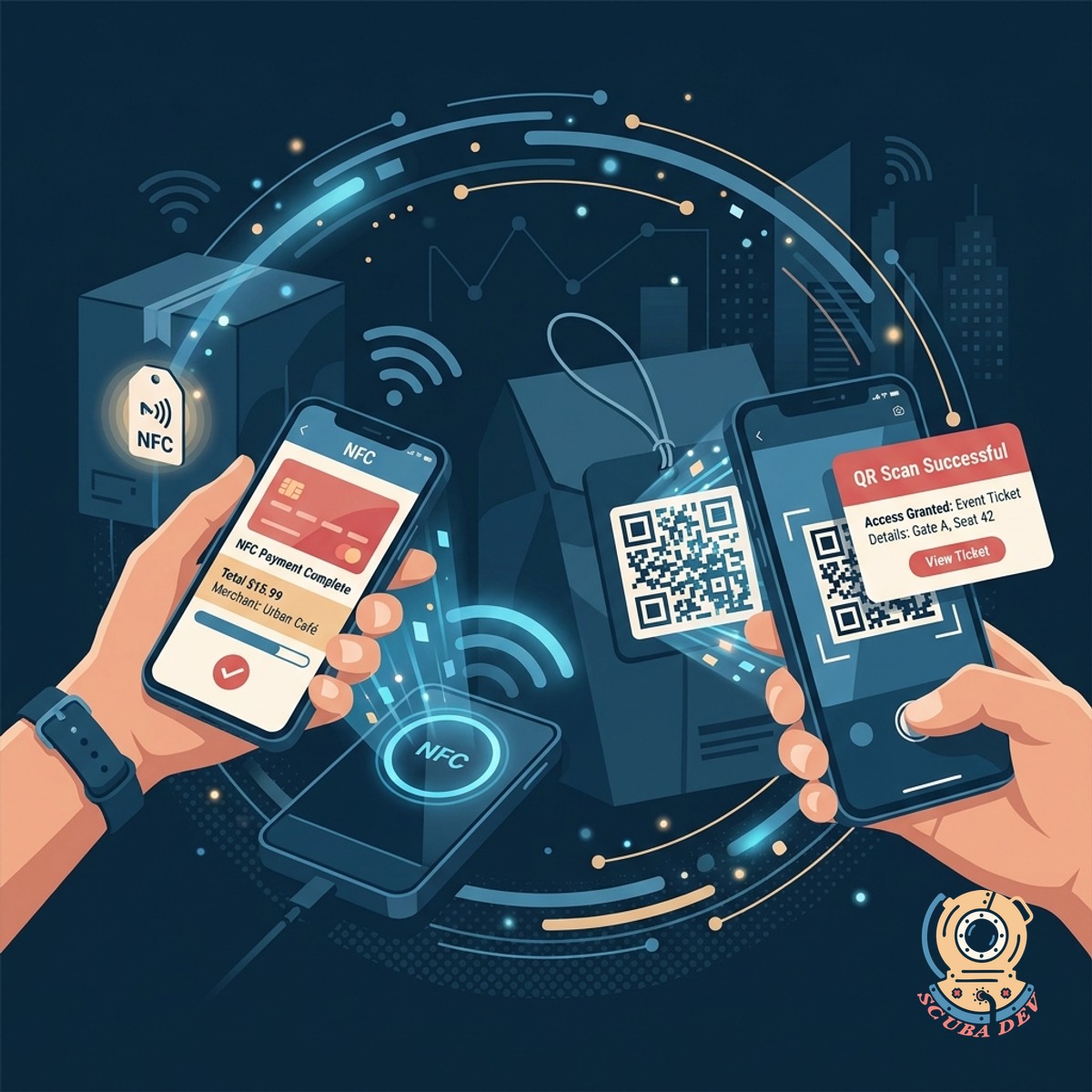 A mobile phone screen showing a successful QR code scan linking a power drill to a specific worker profile.