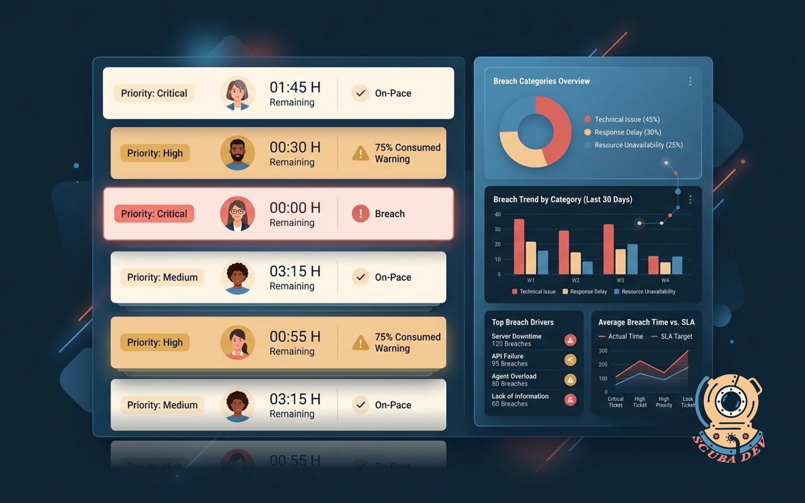 SLA breach dashboard