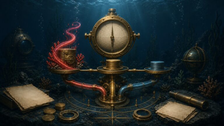 Dark underwater ScubaDev field guide illustration for the real cost of a technical co-founder.
