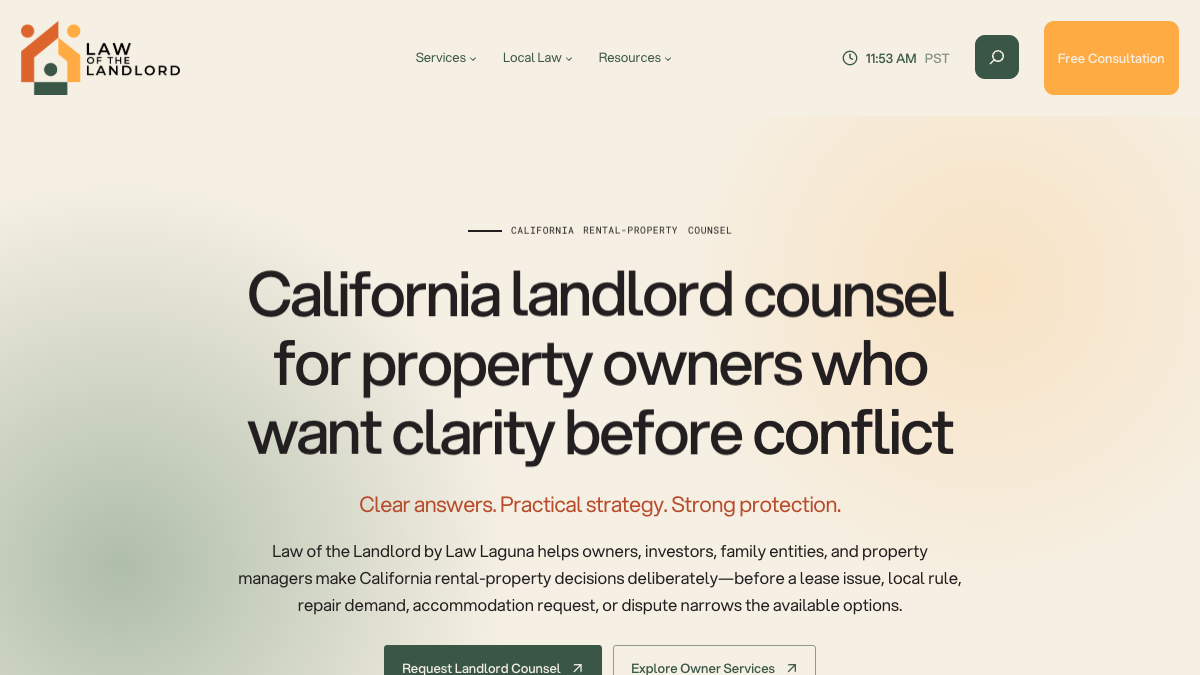 Homepage preview for LawOfTheLandlord.com