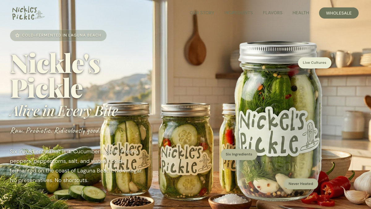 Full website preview for Nickle’s Pickle